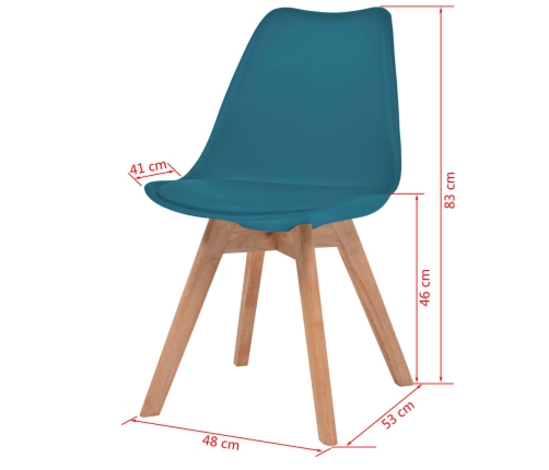 Sillas de comedor 2 unidades plástico turquesa