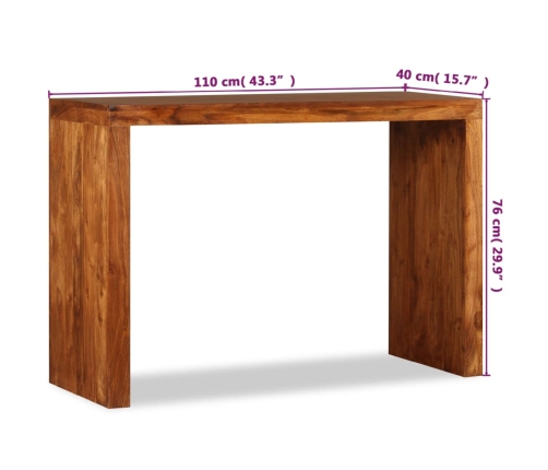 Mesa consola Madera sólida con acabado miel 110x40x76 cm