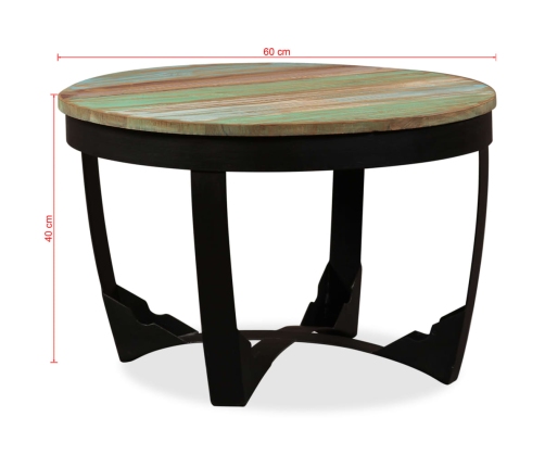 Mesa de centro madera maciza reciclada 60x40 cm