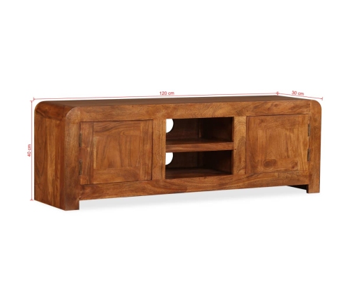 Mueble de TV madera maciza acabado miel 120x30x40 cm