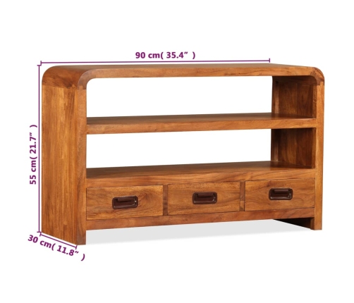 Mueble de TV madera maciza acacia 90x30x55 cm