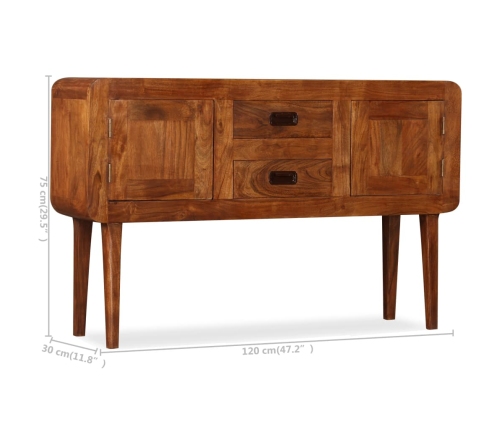 Aparador de madera maciza acabado miel 120x30x75 cm