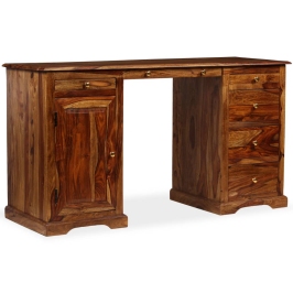 Escritorio con pedestal madera maciza de sheesham 140x50x76 cm