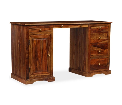 Escritorio con pedestal madera maciza de sheesham 140x50x76 cm