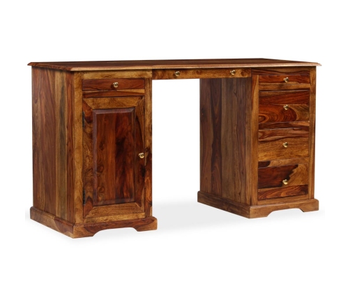 Escritorio con pedestal madera maciza de sheesham 140x50x76 cm