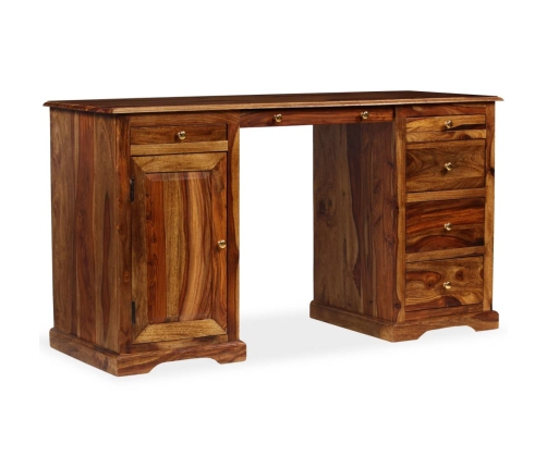 Escritorio con pedestal madera maciza de sheesham 140x50x76 cm