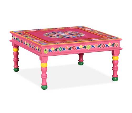 Mesa de centro de madera maciza de mango pintada a mano rosa