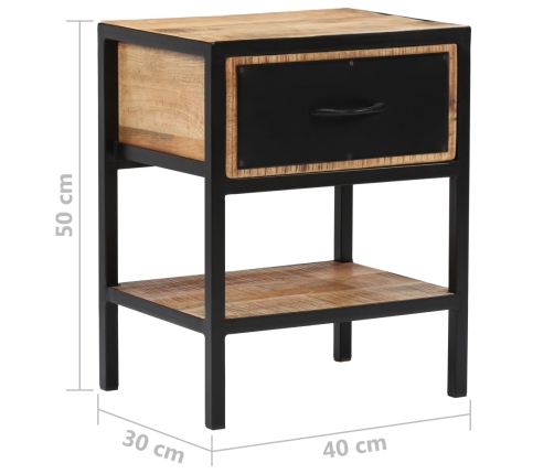 Mesita de noche de madera maciza de mango 40x30x50 cm