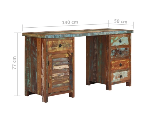 Escritorio con pedestal madera maciza reciclada 140x50x77 cm