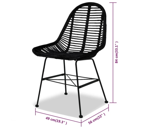 Sillas de comedor 4 unidades de ratán natural negro