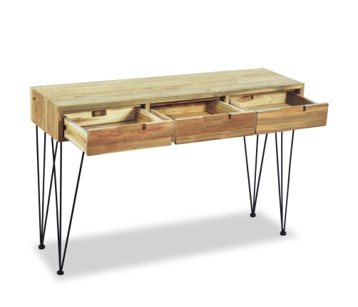 Mesa consola de teca maciza 120x35x76 cm