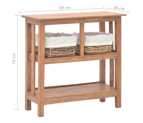 Mesa consola de madera maciza de caoba 69x28x70 cm