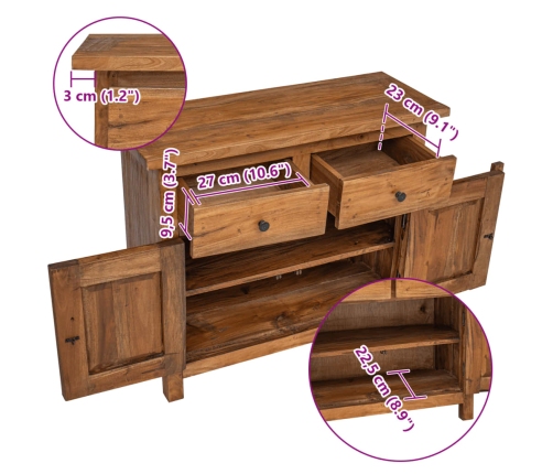 Aparador de madera maciza de caoba 75x30x65 cm