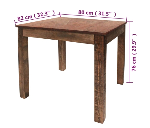 Mesa de comedor de madera reciclada mixta 82x80x76 cm