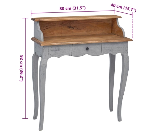 Escritorio de madera maciza de caoba 80x40x92 cm