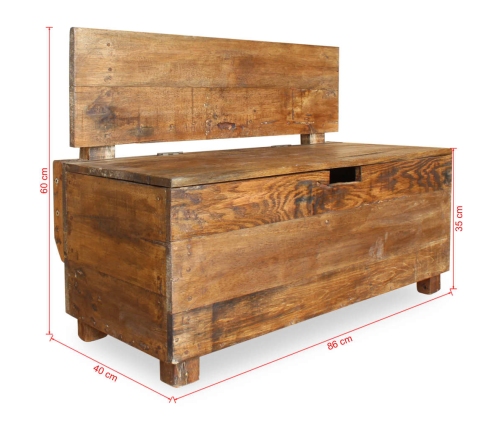 Banco de madera maciza de caoba 86x40x60 cm