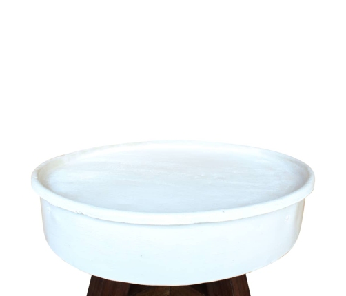 Mesa de centro de madera maciza reciclada blanco 60x45 cm