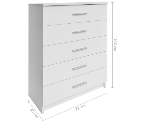 Mueble de almacenaje madera ingeniería blanco 71x35x106 cm