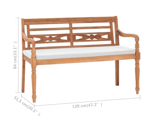 Banco Batavia con cojines 120 cm teca