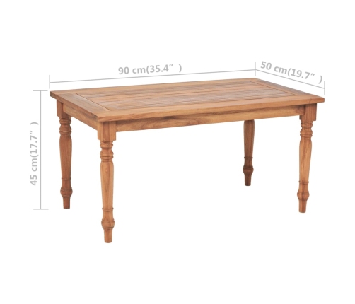 vidaXL Mesa de centro Batavia de madera de teca 90x50x45 cm