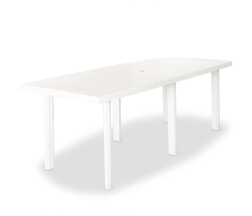 vidaXL Mesa de jardín de plástico blanca 210x96x72 cm