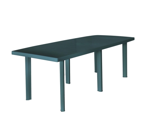 vidaXL Mesa de jardín de plástico verde 210x96x72 cm