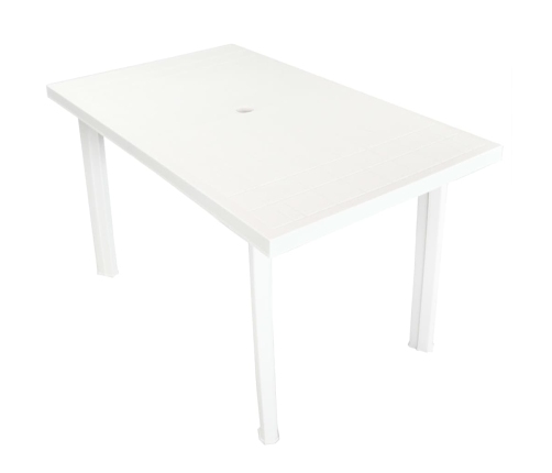 vidaXL Mesa de jardín de plástico blanca 126x76x72 cm