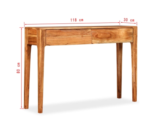 Mesa consola de madera maciza 118x30x80 cm