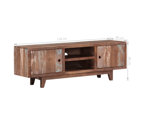 Mueble para TV de madera maciza de acacia vintage 118x30x40 cm