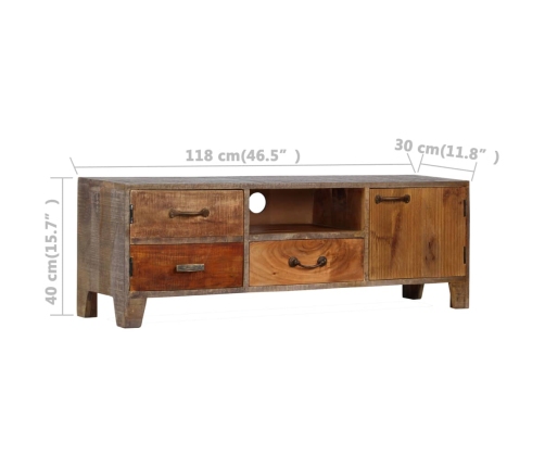 Mueble para TV de madera maciza vintage 118x30x40 cm