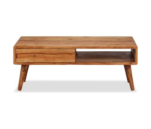 Mesa de centro con cajón tallado madera maciza 100x50x40 cm