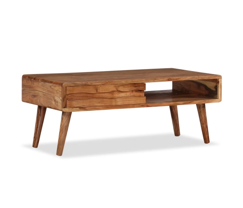 Mesa de centro con cajón tallado madera maciza 100x50x40 cm