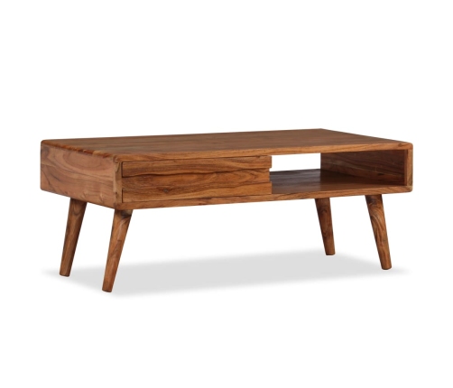 Mesa de centro con cajón tallado madera maciza 100x50x40 cm