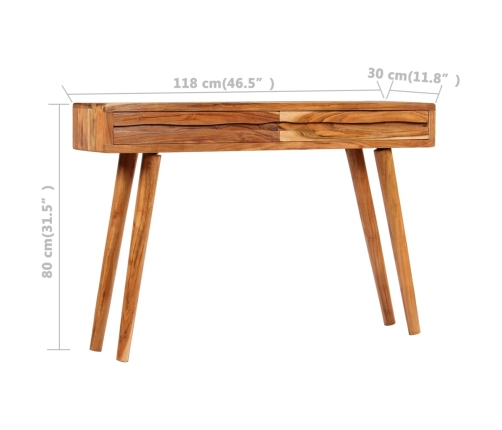 Mesa consola cajones tallados madera maciza acacia 118x30x80cm