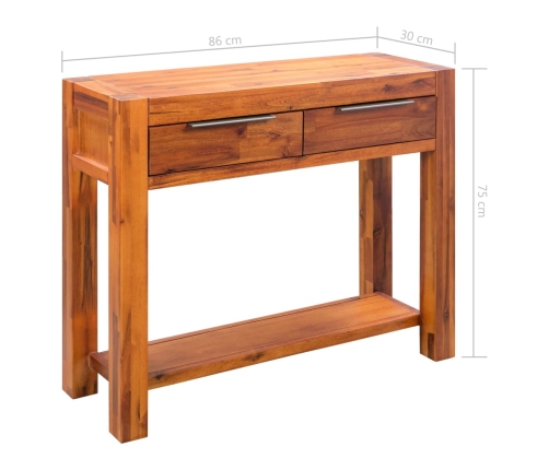 Mesa consola de madera maciza de acacia 86x30x75 cm