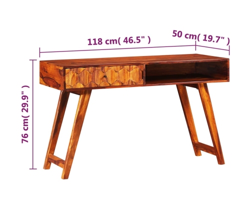 Escritorio de madera maciza de sheesham 118x50x76 cm