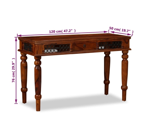 Escritorio de madera maciza de sheesham 120x50x76 cm