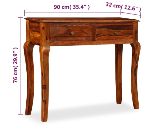 Mesa consola de madera maciza de sheesham 90x32x76 cm