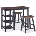 Conjunto de mesa alta de cocina 3 piezas MDF negro