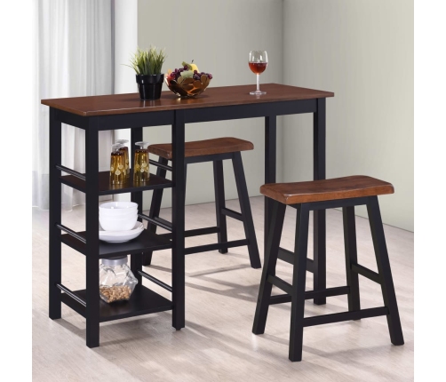 Conjunto de mesa alta de cocina 3 piezas MDF negro