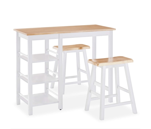 Conjunto de mesa alta de cocina 3 piezas MDF blanco