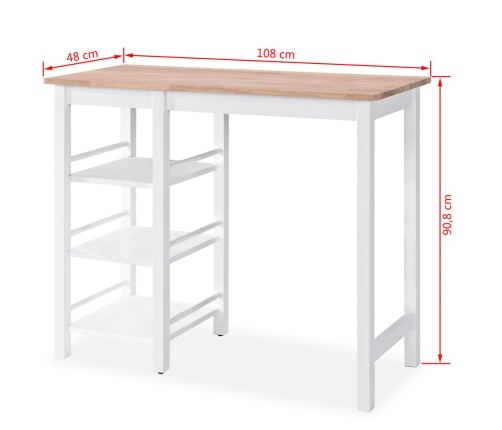 Conjunto de mesa alta de cocina 3 piezas MDF blanco