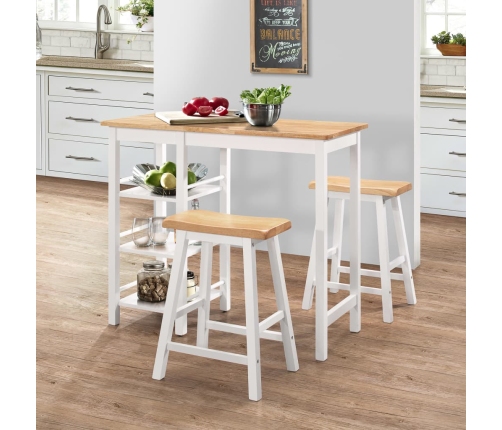 Conjunto de mesa alta de cocina 3 piezas MDF blanco