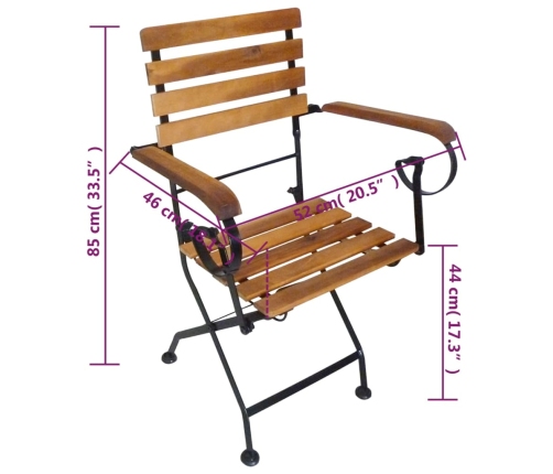 Sillas plegables de jardín 2 uds acero y madera acacia maciza