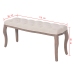 Banco de madera maciza y lino blanco crema 110x38x48 cm