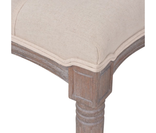 Banco de madera maciza y lino blanco crema 150x40x48 cm