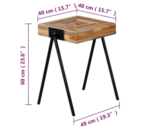 Mesa auxiliar de teca maciza reciclada