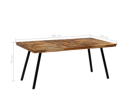 Mesa de comedor de teca reciclada y acero 180x90x76 cm