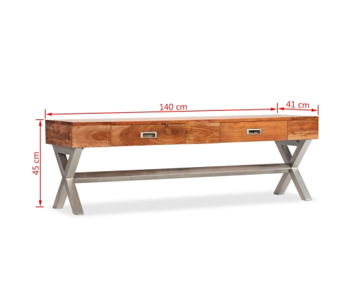 Mueble de TV con cajones madera maciza de acacia 140 cm