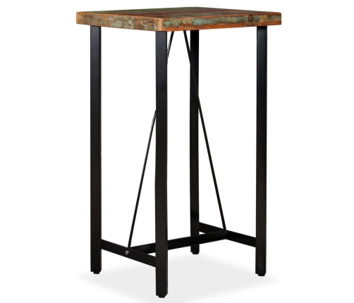 vidaXL Mesa de bar de madera maciza reciclada 60x60x107 cm